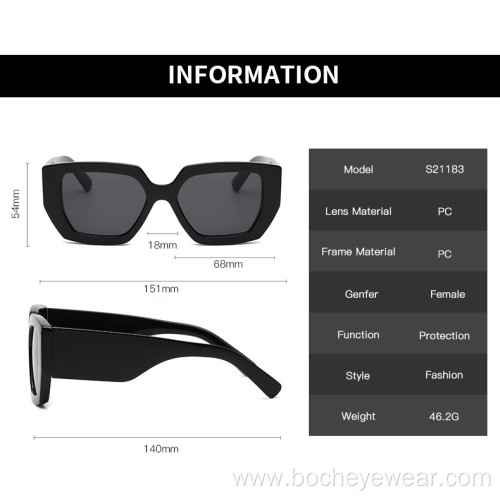 Fashion retro box Sunglasses Women's fashion wide leg Sunglasses men's net red street shooting polygon sunglasses s21183